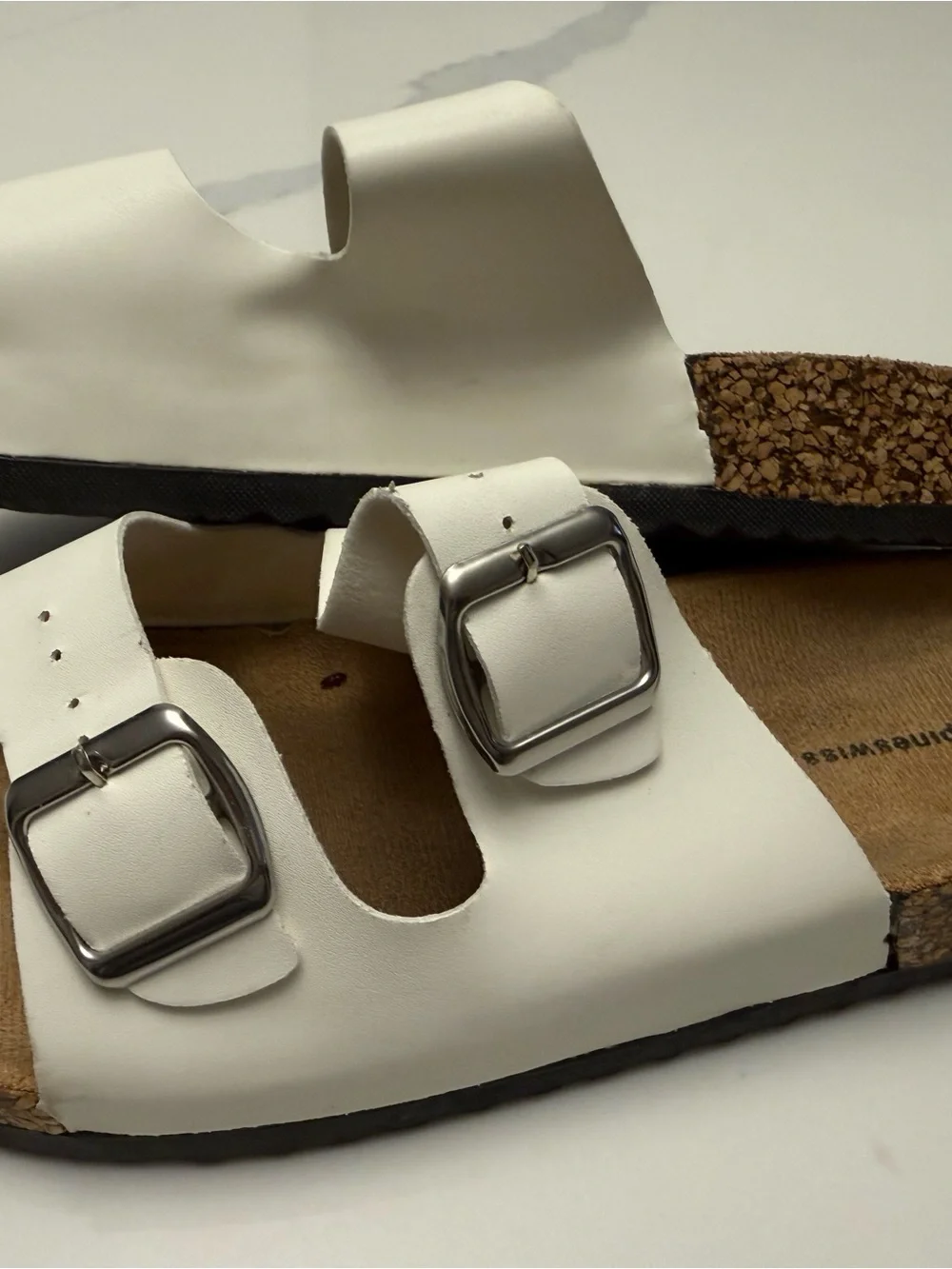 Women’s Alpine Swiss White Double-Strap Buckle Sandals